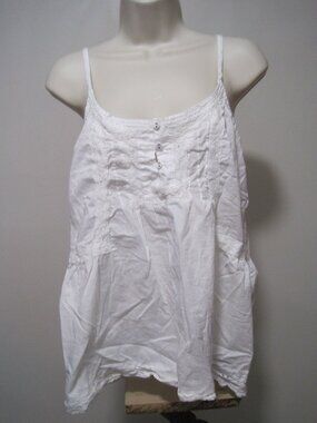 Vintage Converse One Star Women's Large Spaghetti Strap Cotton Tank Top White